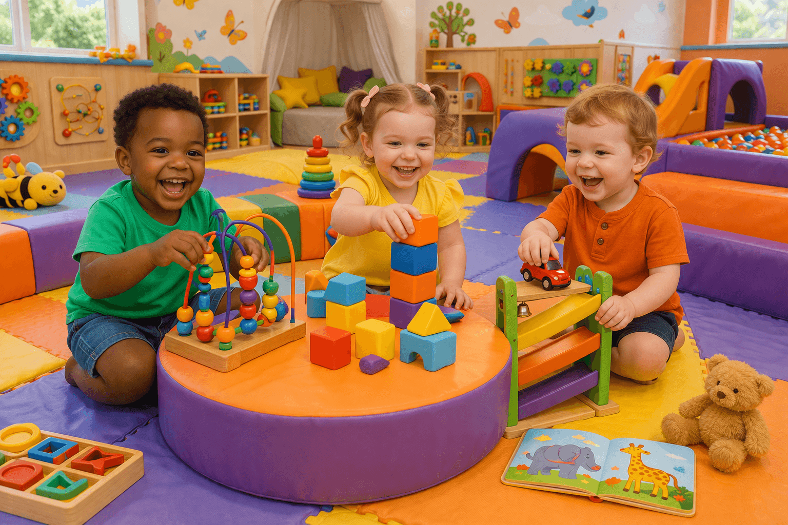 Toddlers enjoying their own safe play zone!